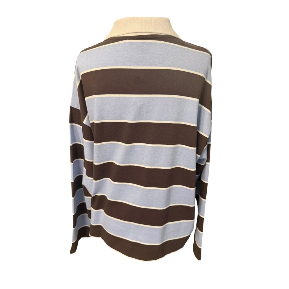 Madewell Striped Rugby Polo Shirt Tranquil Blue NZ386 Womens Medium NEW - Picture 4 of 8